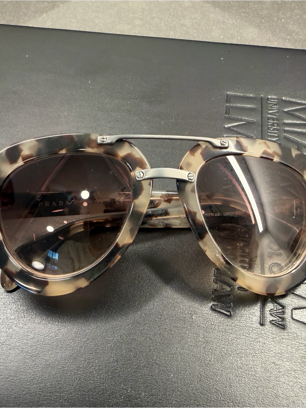 Prada Tortoiseshell Round Sunglasses with Brown Lenses with graduated contact le